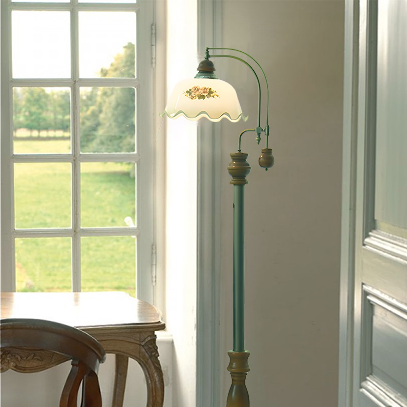 Floor lamp with flower shade Lotus floor lamp vintage Ping Lighting
